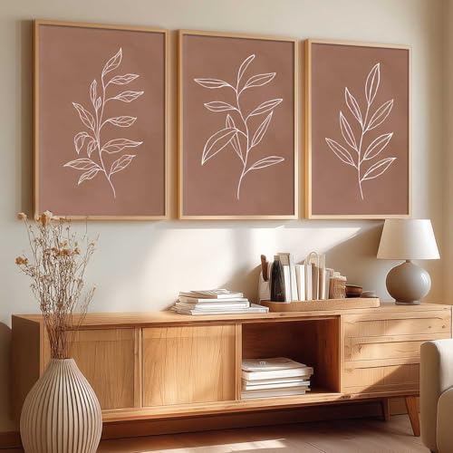 Image of kotart Aesthetic Botanical Art Home Decoration Painting | Floral Paintings With Frame For Living Room Bed Room Hotel Wall Decor Digital Reprint Set of 3 (13X17 inch)