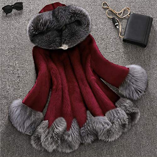 Elegant Faux Fur Coat Women Warm Hooded Jackets Fleece Winter Outwear Fuzzy Trim Long Sleece Loose Shawl Cloak Coat2