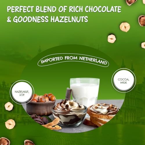 Image of BONI Choconuts Duo Hazelnut Chocolate Spread with Cocoa 400g | Belgian Style Chocolate Hazelnut Spread | Smooth & Creamy Dessert Spread for Bread, Pancakes & waffles