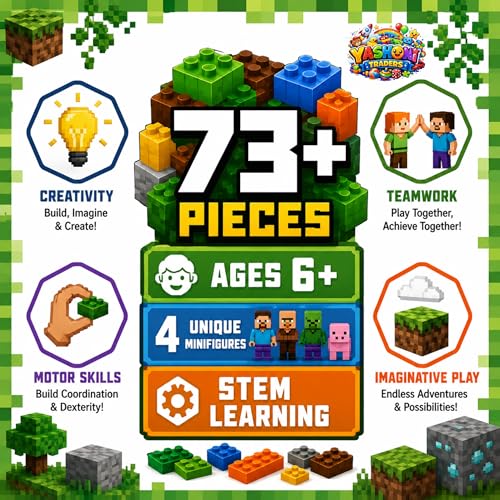 Image of Yashoni Building Blocks Toy Set for Kids | DIY STEM Construction Bricks with Mini Figures, Creative Models & Educational Play Set|Blocks Game (96, The Melon Farm)
