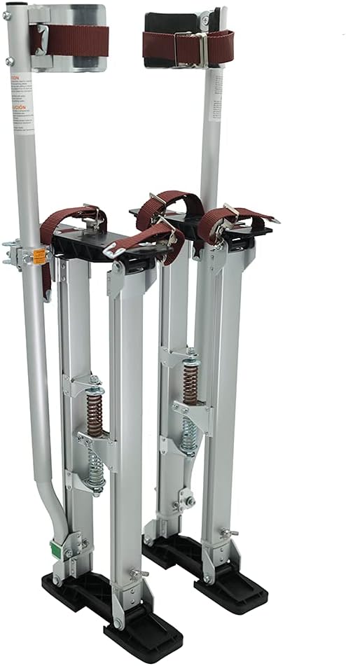 Drywall Stilts Walking Taping Professional Silver 24"-40 for Sheetrock Painting or Cleaning