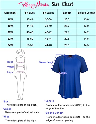 Hanna Nikole Womens Loose Fit Workout Tank Tops Plus Size Short Sleeve Shirts Mesh Yoga Shirts Navy Blue 22W #TOP6