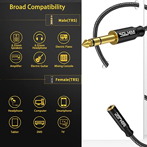 Solmimi 1/4 To 3.5Mm Headphone Adapter, 1.5 Meters Nylon Braid 3.5Mm To 1/4 Adapter, Lossless Stereo Headphone Jack Adapter For Amplifier Mixer Guitar Piano Speaker Or More - (Black, 4.92 Ft) #TOP2
