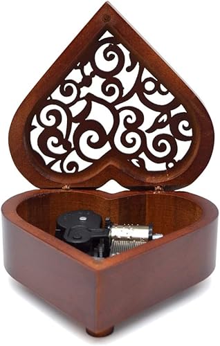 Miniatura 2 de Sooharic Caja de música de madera, mecanismo de relojería en forma de corazón, regalos de cumpleaños musicales para niños (feliz cumpleaños)