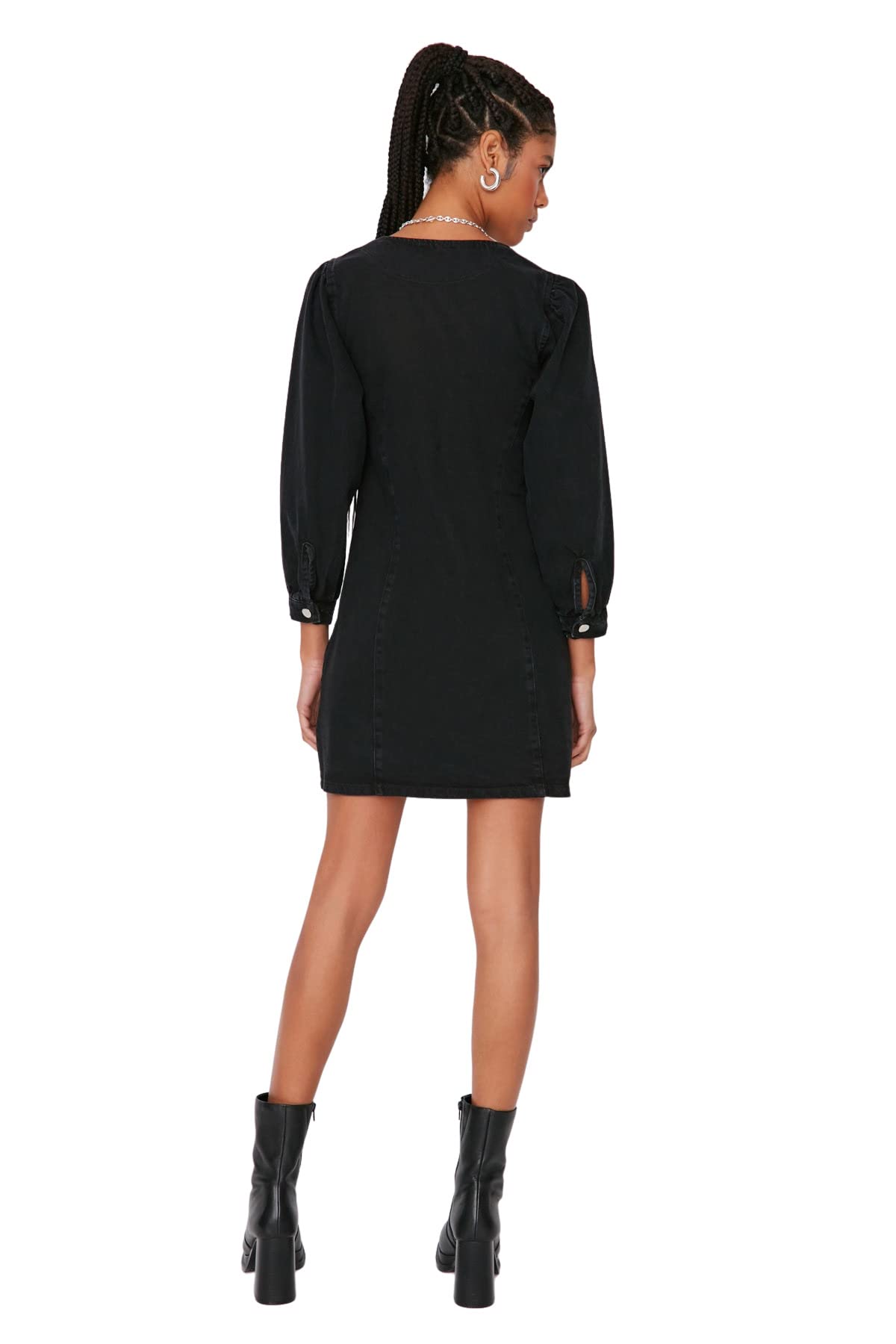 TRENDYOL Damen Woman Mini Bodycon Rundhalsausschnitt Gestrickt Kleid Kleid (1er Pack)