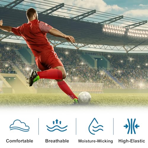 BoloShine Grip voetbalsokken, sportsokken voor mannen en vrouwen, lange kniekousen met elastische comfortabele compressiesokken met anti-slip rubberen pads voor basketbal, voetbal, rugby, hardlopen, - Afbeelding 5