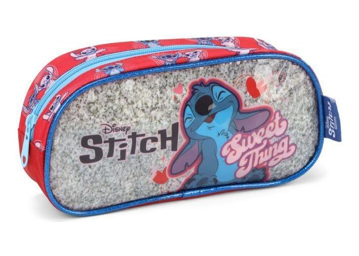 Estojo de Tecido, Stitch, 1 Zíper, Vermelho - Luxcel