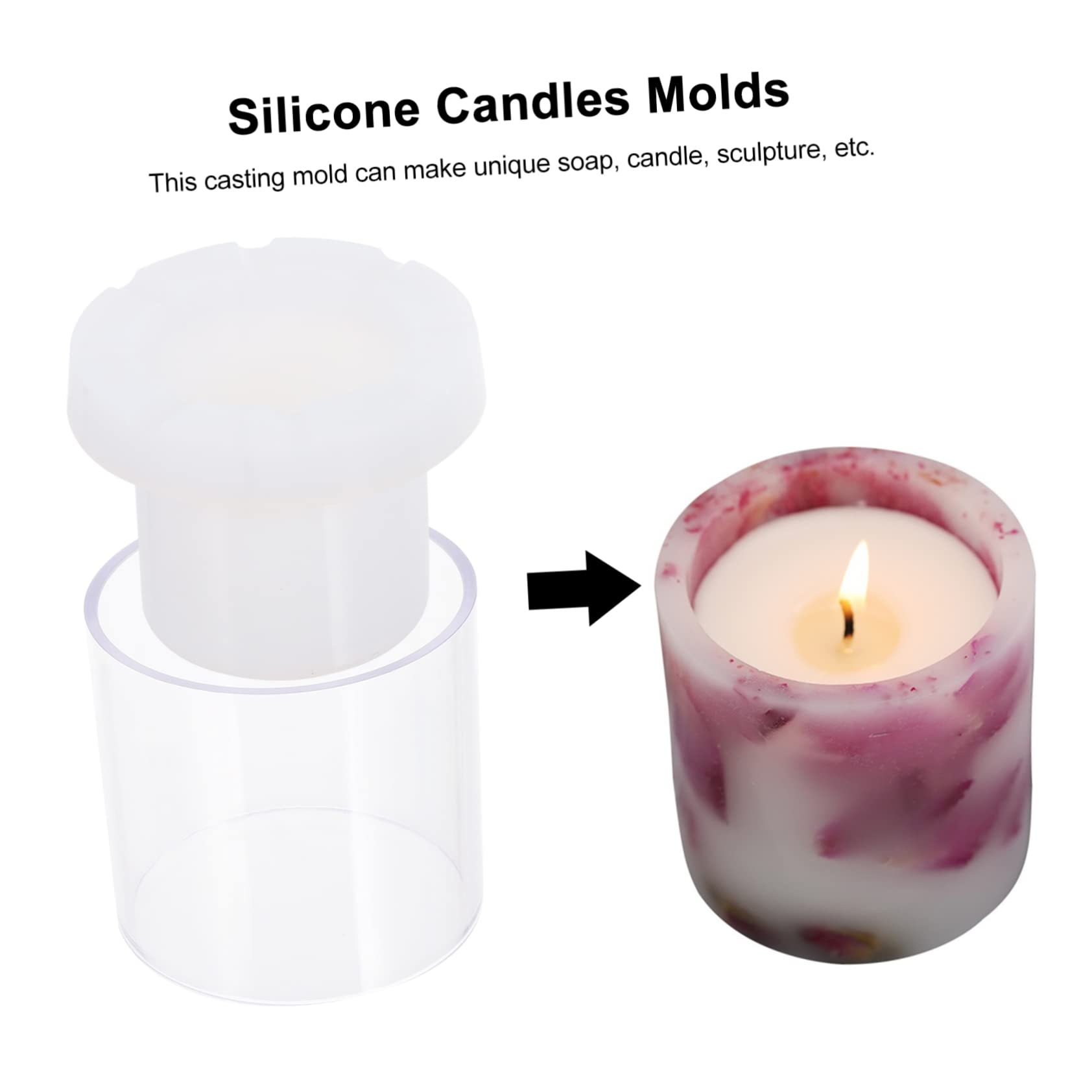 Moule Cylindre Bougie en Plastique pour Décoration Diy, Blanc