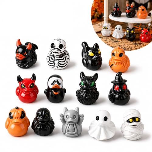Halloween Mini Duck Figurines 12 Assorted Resin Ducks Party Favors (1)