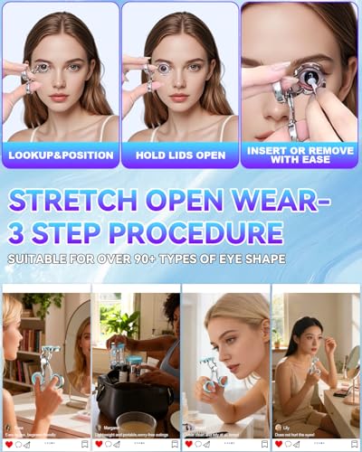 Image of 2026 Upgraded Contact Lens Applicator Tool【3-Step Easy Wear】【3.0 Precision Alloy & Natural Silicone】0 Shift, Ultra-Smooth Lens Insertion Removal Kit for Home Travel Use (Blue)