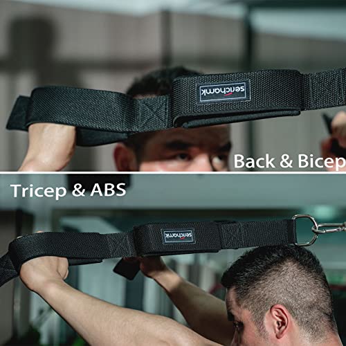 Tricep Rope Cable Attachment For Gym 2 Handles Built In 1 Strap,Long Rope Cable Attachment Greater Range Of Motion, Tricep Pull Down Rope For Facepulls, Push Downs, Crunches #TOP2