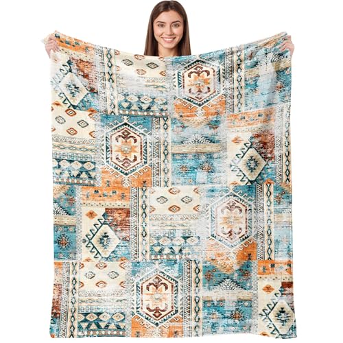 Aipon Boho Aztec Throw Blanket 50"x 60", Western Indian Native