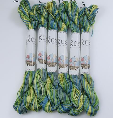 Image of KCS Big skeins of 25 Meters Size 25 Color Variegated Cross Stitch Stranded Threads,6 skeins,4506