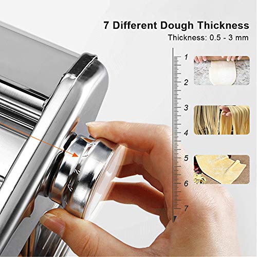 Pasta Maker Machine, Hopekings Edelstahl Nudelmaschine mit 7 Einstellbaren Dickeneinstellungen Pasta Cutter Handkurbel… – Bild 3