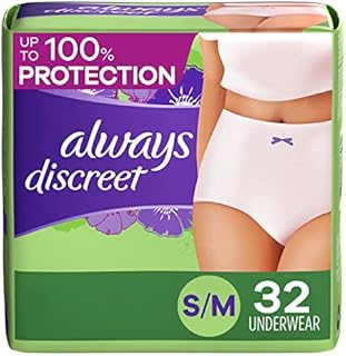 Always Discreet, Incontinence & Postpartum Underwear For Women, Size Small/Medium, Maximum Absorbency, Disposable, 32 Count