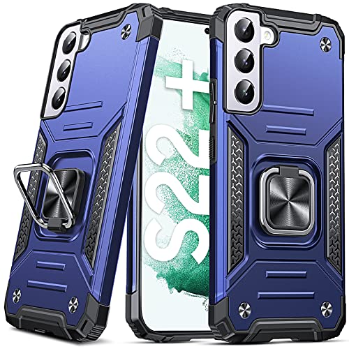 Anqrp Galaxy S22 Plus Case, Military Grade Protective Phone Case Cover with Rotatable Metal Ring Kickstand [Support Magnet Mount] Compatible with Samsung Galaxy S22 Plus, Black