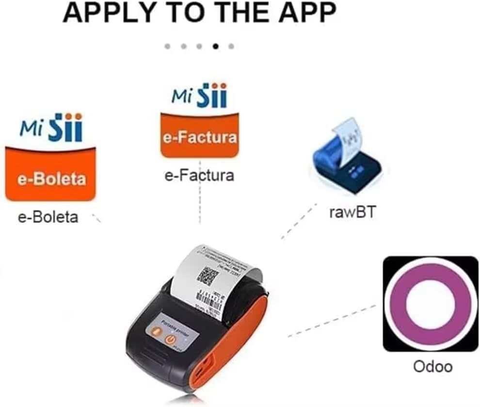Image of is NOT Compatible with iPhone iOS /IPAD /MAC,ONLY FIT Android /Windows,Bluetooth Thermal Receipt Printer 58mm,Wireless Portable mini Pocket Bill Ticket pos Printer for Small Business,(Orange Color)