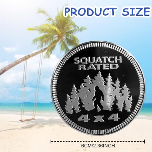 Image of Squatch Rated Metal Car Badge Stickers for Jeep Wrangler,Round Auto Car Emblem Sticker 3D,4 x 4 Decal,Metal Automotive Car Badge,Decorative Sticker for Motorcycle Vehicles Bumpers Trucks Decals