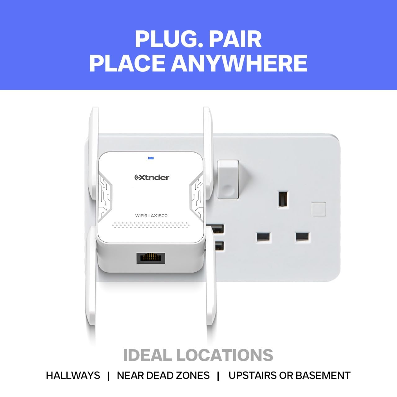Amplificatore di segnale WiFi AX1500 2025 a lungo raggio, copre 13.000 metri quadrati e oltre 100 dispositivi, 1500 Mbps Dual-Band 5,8 GHz e 2,4 GHz WiFi Extender con porta Ethernet, nessuna zone