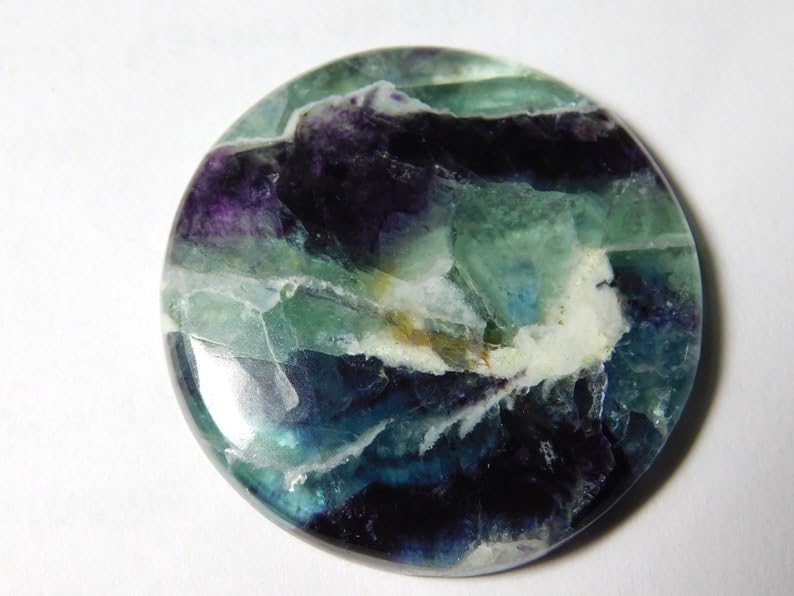 Fluorite cabochon 38mm pour fabriquer vos bijoux et pendentifs uniques - 7