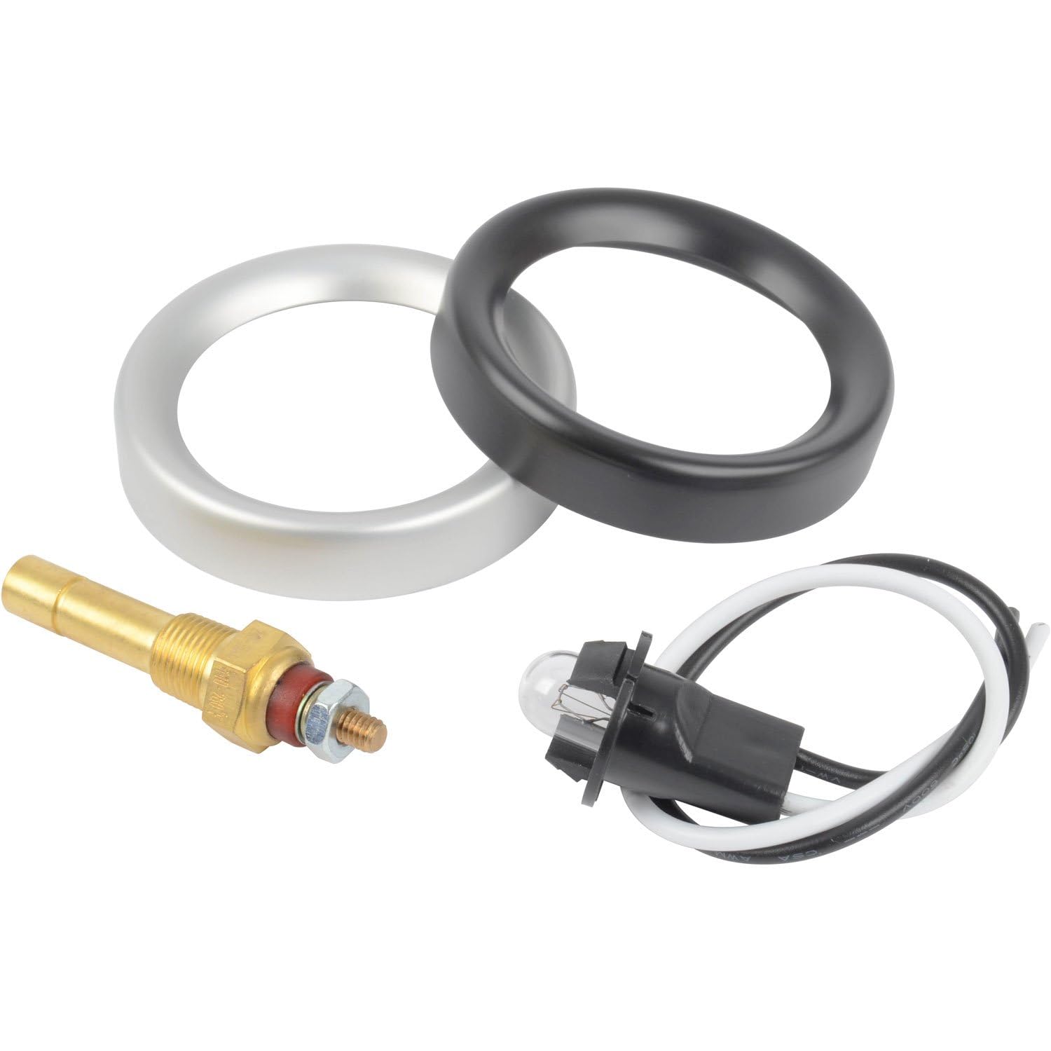 JEGS Water Temperature Gauge | 2-1/16� Diameter | Electric | 120-280 Degrees Fahrenheit | White Face | Includes 1/8" NPT Sending Unit, Chrome Bezel, Silver Bezel, & Black Bezel