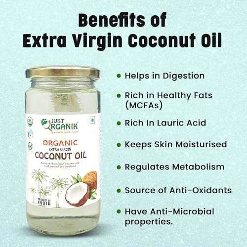 Image of Just Organik Organic Extra Virgin Coconut Oil, 350 ML