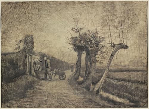 Affiches et gravures impression sur toile Van Gogh Route derrière le jardin du presbytère 60x90