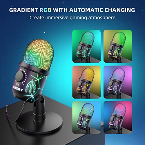 Mrsdy Usb Microphone, Plug And Play Gaming Mic For Pc, Mac, Ps4/5, Podcast Microphone With Rgb, Mute, Monitor, Noise Reduction, Volume Gain, Great For Recording, Streaming #TOP2