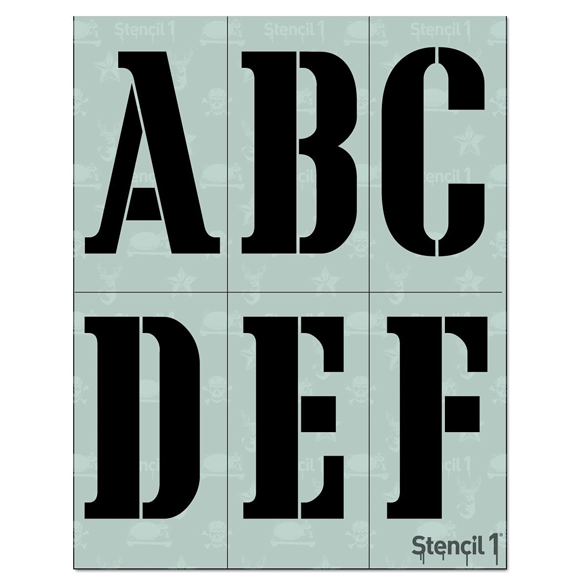 Stencil1 S1_ALPH_CARC_4 Cargo Font Alphabet Set, 4", White