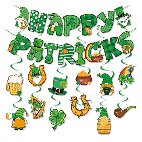 2pcs Decoraciones De Shamrock del Día De San Puerto De San Patricio Decoraciones De La Fiesta del Día De San Patricio Día Irlandés Flagal Spiral Suministro Suministro Suministro Colgante Cover