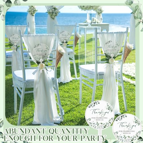 Image of Geelin 50 Pcs Wedding Fans Eucalyptus Transparent Acrylic Bridal Shower Favor Fans for Guests Thank You for Celebrating with Us Handheld Gift for Wedding Bridesmaid Ceremony Baby Shower Summer Outdoor