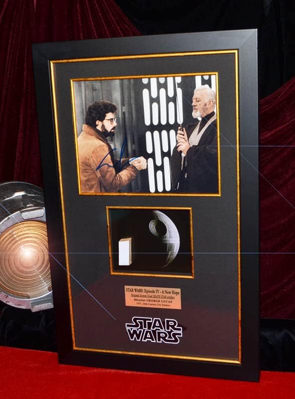 Screen-used Prop DEATH STAR, Signed GEORGE LUCAS, first movie IV,COA London Prop Store, Frame DVD UACC