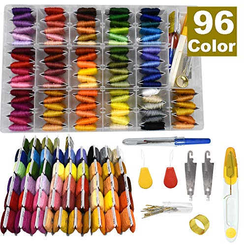 Embroidery Floss Thread Kit 100％ Cotton Floss Bobbins And Cross Stitch Kit Bracelets Floss Crafts Floss (96 Color) #TOP4