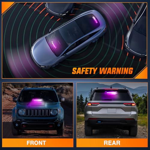 Image of Nilight 12LED Traffic Advisor Strobe Light Bar Purple White Hazard Safety | Emergency Warning Dash Front /Rear Windshield Flashing Lights for Cars Trucks Police Firefighter Plow Construction Vehicles