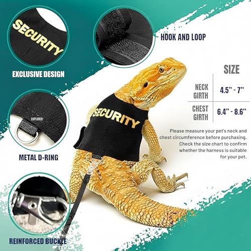 Image of Premium 2-Pack Bearded Dragon Leash and Harness Set - Adjustable Costume and Clothes for Bearded Dragons | Secure Walking Gear with Fun and Stylish Designs
