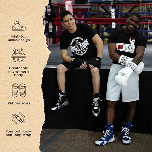 Image of Ringside Apex Elite Boxing Shoes - Synthetic Leather High-Top Ankle Shoes for Men and Women, Boxing, Wrestling, Workout, Training, Competition, (2-13)