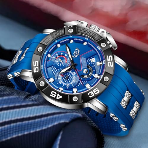 Image of LIGE Unique Mens Wristwatch Fashion Multifunction Chronograph with Calendar Quartz Analog Watch Waterproof Outdoor Sport Watch for Men Casual