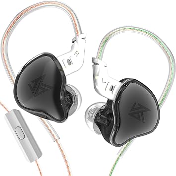 KZ EDC in-Ear Monitors, HiFi Stereo Stage/Studio IEM Wired Noise Isolating Sport Earphones/Earbuds/Headphones for Musician Audiophile with Microphone, Black