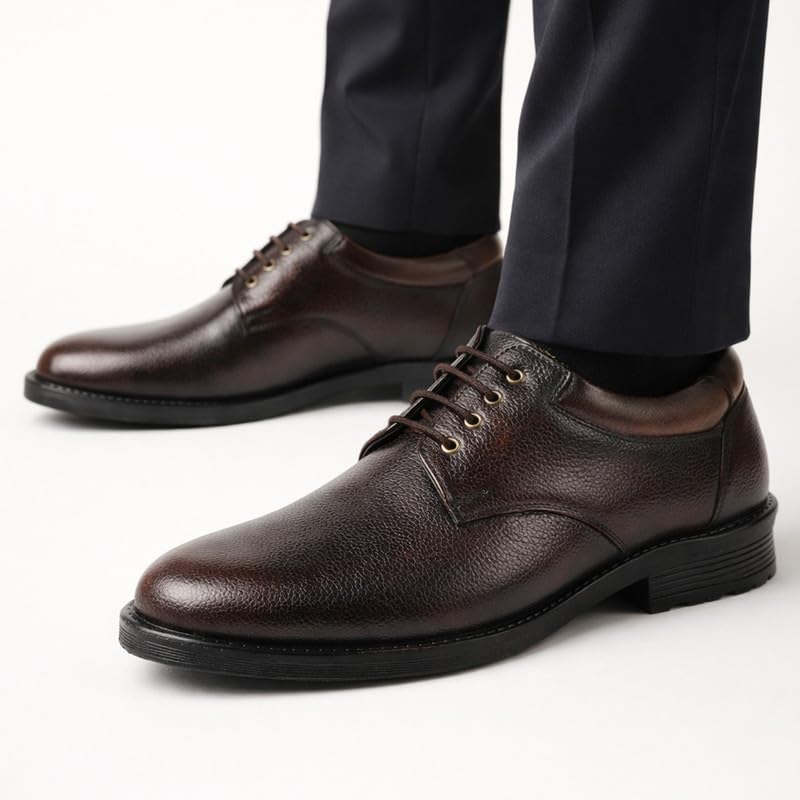 Image of FAUSTO Men's Genuine Burnish Leather Formal Lace Up Derby Shoes for Office|Work