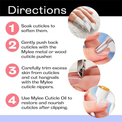 TRHDFW Cuticle Cutters Professional Stainless Steel Double End Cuticle Pusher + Cuticle Nippers Duo â Professional Manicure Pedicure Nail Cleaner Gel Polish Remover Prep Cutters Remove Dead Skin - Image 8