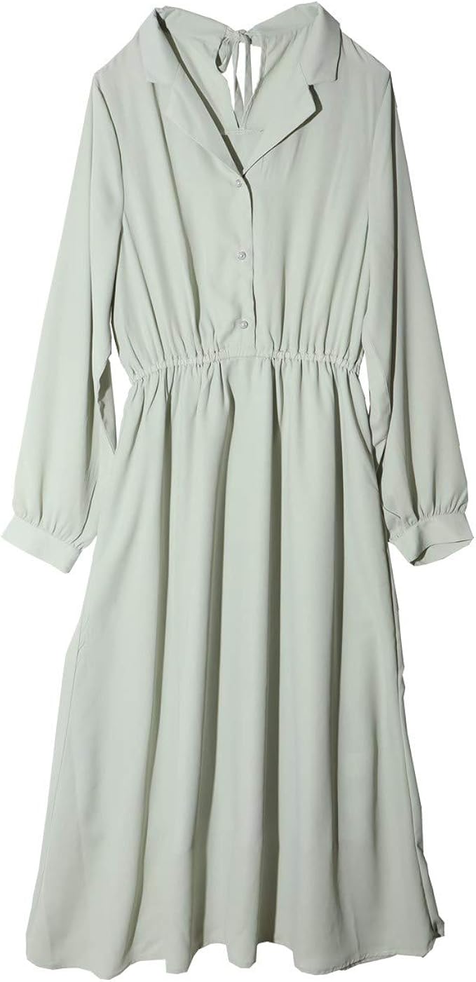 Amazon Co Jp ワンピース 冬 お呼ばれ フォーマル 黒 清楚 セクシー 長袖 上品 結婚式 ワンピース 二次会 袖あり 春 夏 開襟 ウエストゴム オリーブ ミントグリーン 服 ファッション小物