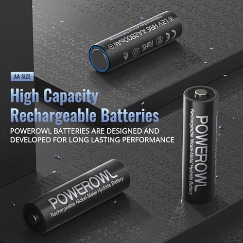 POWEROWL Akku AA 2800mAh AA Akku Wiederaufladbare 16 Stück (Geringe Selbstentladung, 1200 Zyklen) 1.2v NI-MH Wiederaufladbar AA Batterien (16AA) 2