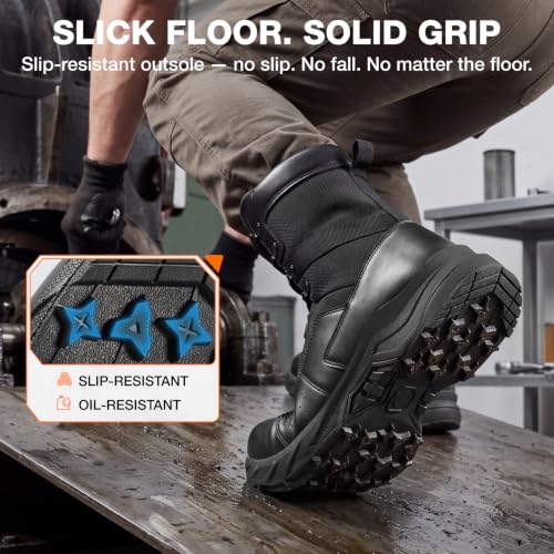 Image of NINGO Military Tactical Work Boots for Men, Soft Toe, 8inch, Lightweight