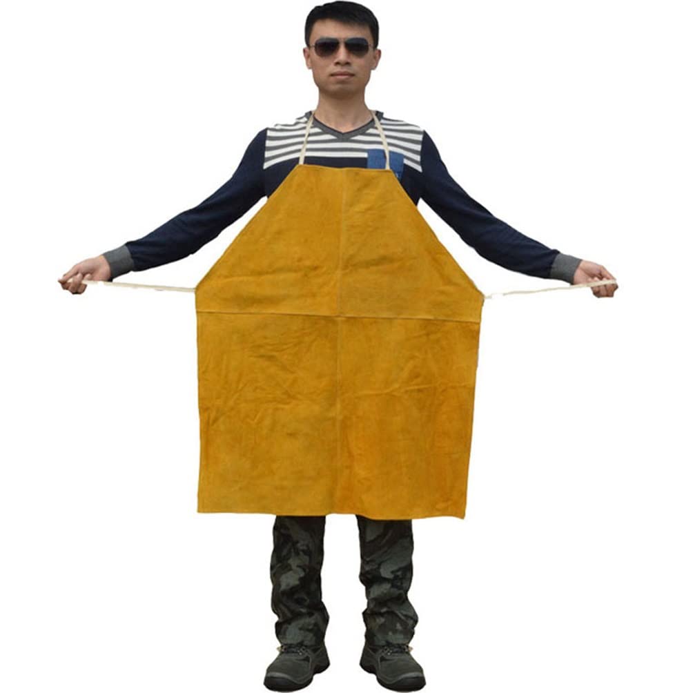 Tablier Soudeur en Cuir Tablier D'atelier De Soudage en Cuir, Tabliers De Sécurité for Hommes Et Femmes, Tablier De Chance Boucherie (Color : Yellow, Size : 100X70cm/39.4X27.6in)