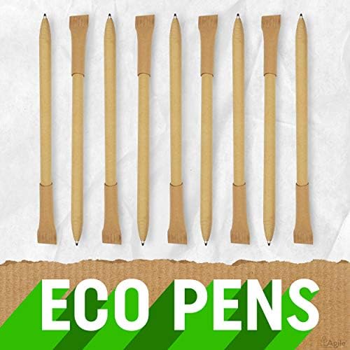 Agile Home and Garden Eco Friendly Pens with Low-Waste Packaging (Pack of 24) - Back to School Supplies, Vegan Eco Friendly Biro Pens Black - Eco Friendly Products - Eco Friendly Christmas Gifts