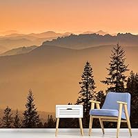 Wall Mural Sunset Sunrise Background Nature Scenery Removable Self-Adhesive Wallpaper Wall Decoration for Bedroom Living Room - 66x96 inches