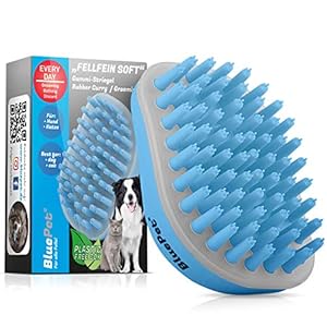 Weiche Badebürste Gummistriegel Für Kurzhaar Hunde & Katzen mit Massageeffekt I Entfernt loses Deckhaar, Staub & Schmutz I Idealer Badestriegel zum Einmassieren von Hundeshampoo
