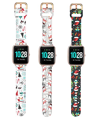 Image of ViCRiOR Bands Compatible with ID205L Smart Watch, 19mm Quick Release Soft Silicone Fadeless Pattern Printed Floral Replacement Band for ID205L, ID205G ID205 ID205U ID205S