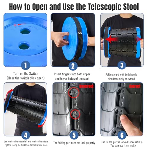 Image of Doseno Upgraded Foldable Stool Thickened Set of 2, Portable Collapsible Stool Retractable Stool, Foldable Portable Collapsible Chair for Fishing, Hiking Tours, BBQ, Parties, Outdoor Activities (Blue)