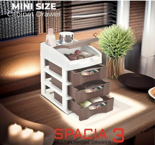 Image of Plastic Storage Drawer Unit with Lid, Multipurpose Organizer Basket for Clothes, Toys, Laundry & Household Essentials, 3 Layer Woven Storage Cabinet for Bedroom Bathroom Home Organization